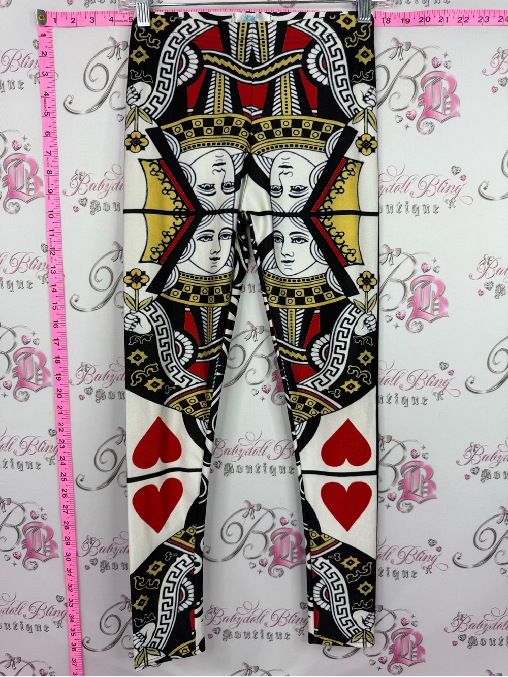 Lotus Leggings card print casino King & Heart Print gamble - Red, Black, Gold